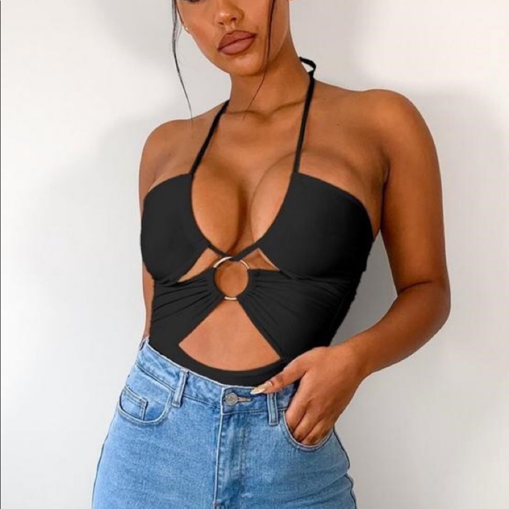 NWT Missguided Slinky Halter Cut Bodysuit